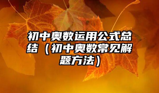 初中奧數(shù)運(yùn)用公式總結(jié)（初中奧數(shù)常見解題方法）