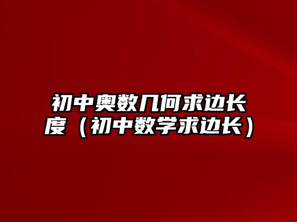 初中奧數幾何求邊長度（初中數學求邊長）