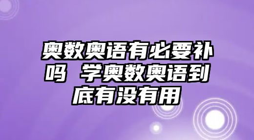 奧數(shù)奧語有必要補嗎 學奧數(shù)奧語到底有沒有用