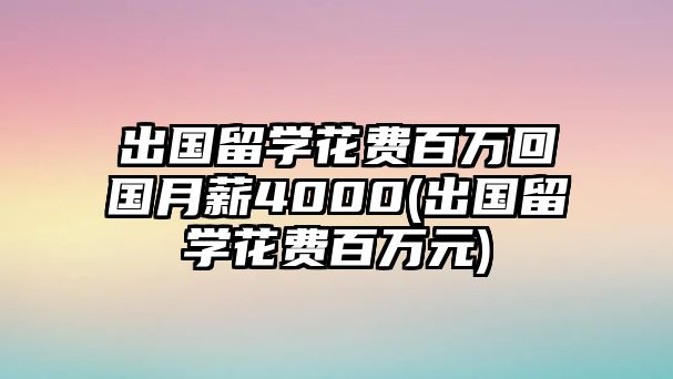 出國(guó)留學(xué)花費(fèi)百萬回國(guó)月薪4000(出國(guó)留學(xué)花費(fèi)百萬元)