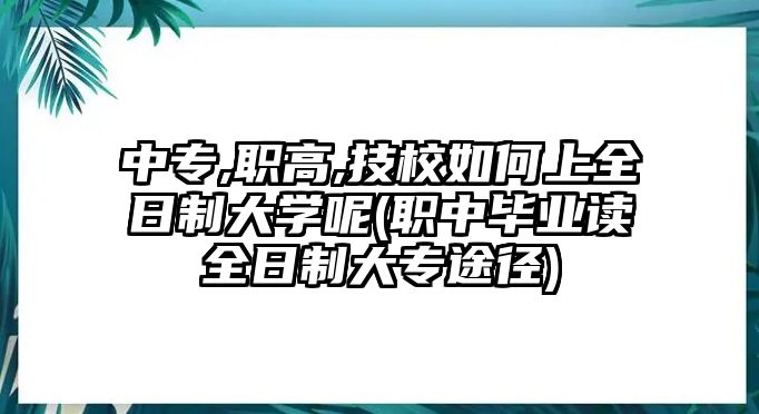 中專,職高,技校如何上全日制大學(xué)呢(職中畢業(yè)讀全日制大專途徑)