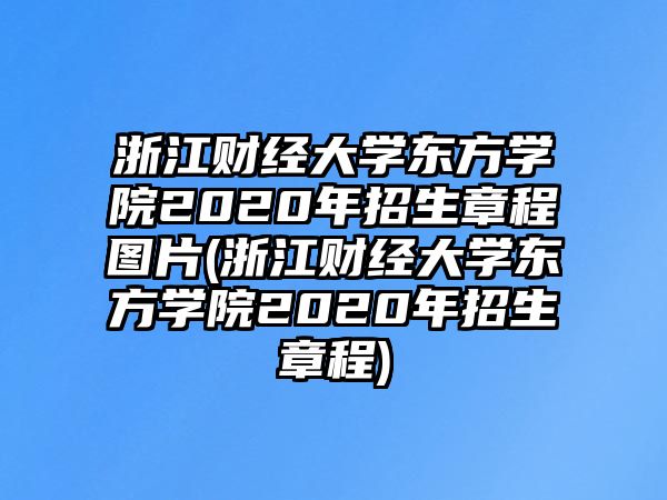 浙江財(cái)經(jīng)大學(xué)東方學(xué)院2020年招生章程圖片(浙江財(cái)經(jīng)大學(xué)東方學(xué)院2020年招生章程)