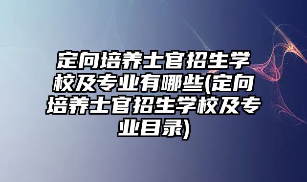 定向培養(yǎng)士官招生學校及專業(yè)有哪些(定向培養(yǎng)士官招生學校及專業(yè)目錄)