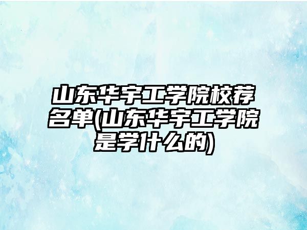 山東華宇工學院校薦名單(山東華宇工學院是學什么的)