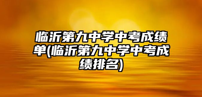 臨沂第九中學(xué)中考成績(jī)單(臨沂第九中學(xué)中考成績(jī)排名)