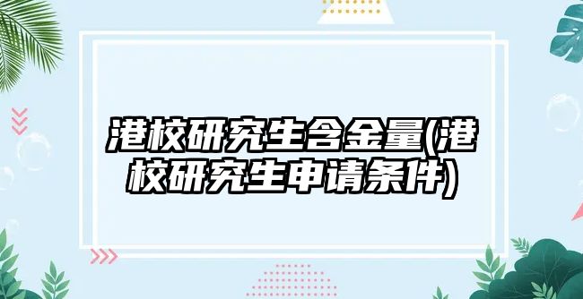 港校研究生含金量(港校研究生申請(qǐng)條件)