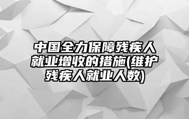 中國(guó)全力保障殘疾人就業(yè)增收的措施(維護(hù)殘疾人就業(yè)人數(shù))