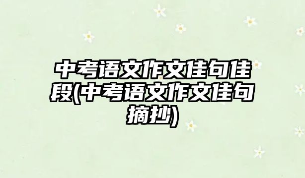 中考語文作文佳句佳段(中考語文作文佳句摘抄)