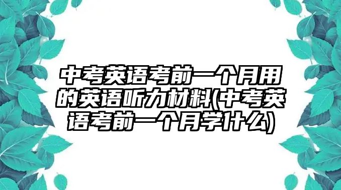 中考英語(yǔ)考前一個(gè)月用的英語(yǔ)聽力材料(中考英語(yǔ)考前一個(gè)月學(xué)什么)