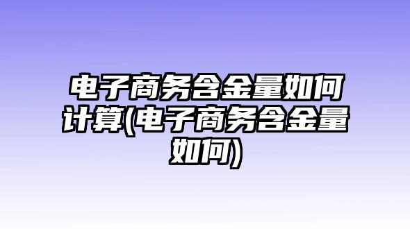 電子商務(wù)含金量如何計(jì)算(電子商務(wù)含金量如何)