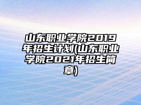 山東職業(yè)學(xué)院2019年招生計劃(山東職業(yè)學(xué)院2021年招生簡章)