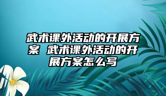 武術(shù)課外活動的開展方案 武術(shù)課外活動的開展方案怎么寫