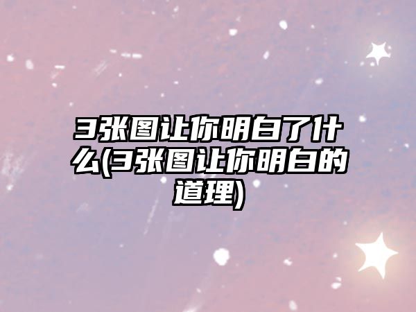 3張圖讓你明白了什么(3張圖讓你明白的道理)