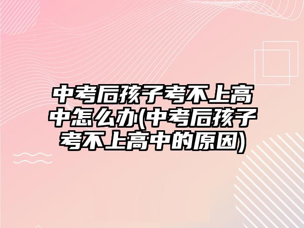 中考后孩子考不上高中怎么辦(中考后孩子考不上高中的原因)