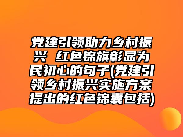 黨建引領(lǐng)助力鄉(xiāng)村振興 紅色錦旗彰顯為民初心的句子(黨建引領(lǐng)鄉(xiāng)村振興實(shí)施方案提出的紅色錦囊包括)