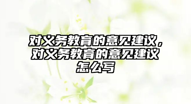 對義務(wù)教育的意見建議，對義務(wù)教育的意見建議怎么寫