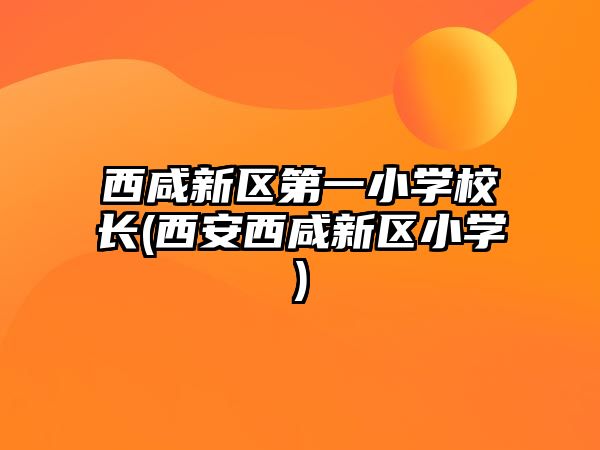 西咸新區(qū)第一小學(xué)校長(西安西咸新區(qū)小學(xué))