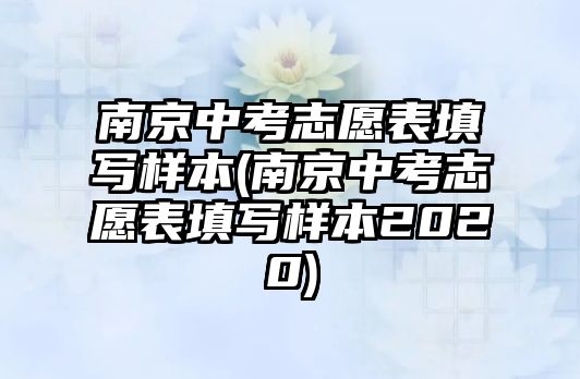 南京中考志愿表填寫樣本(南京中考志愿表填寫樣本2020)