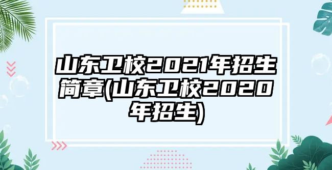 山東衛(wèi)校2021年招生簡(jiǎn)章(山東衛(wèi)校2020年招生)