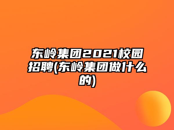 東嶺集團(tuán)2021校園招聘(東嶺集團(tuán)做什么的)