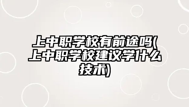 上中職學(xué)校有前途嗎(上中職學(xué)校建議學(xué)什么技術(shù))