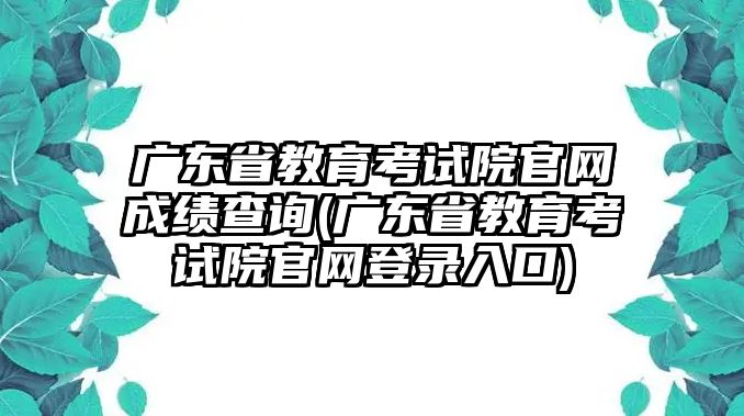 廣東省教育考試院官網(wǎng)成績(jī)查詢(廣東省教育考試院官網(wǎng)登錄入口)