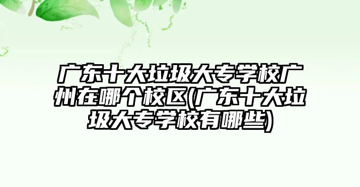 廣東十大垃圾大專學校廣州在哪個校區(qū)(廣東十大垃圾大專學校有哪些)