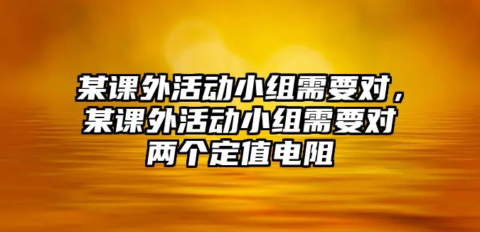 某課外活動小組需要對，某課外活動小組需要對兩個定值電阻