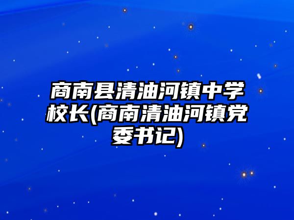 商南縣清油河鎮(zhèn)中學校長(商南清油河鎮(zhèn)黨委書記)