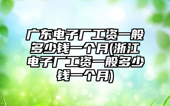 廣東電子廠工資一般多少錢一個(gè)月(浙江電子廠工資一般多少錢一個(gè)月)