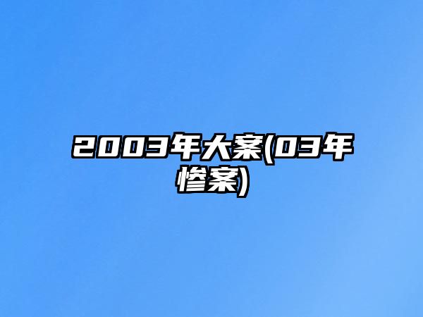 2003年大案(03年慘案)