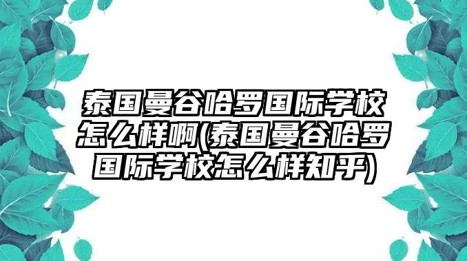 泰國(guó)曼谷哈羅國(guó)際學(xué)校怎么樣啊(泰國(guó)曼谷哈羅國(guó)際學(xué)校怎么樣知乎)