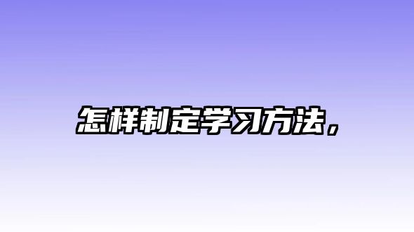 怎樣制定學(xué)習(xí)方法，