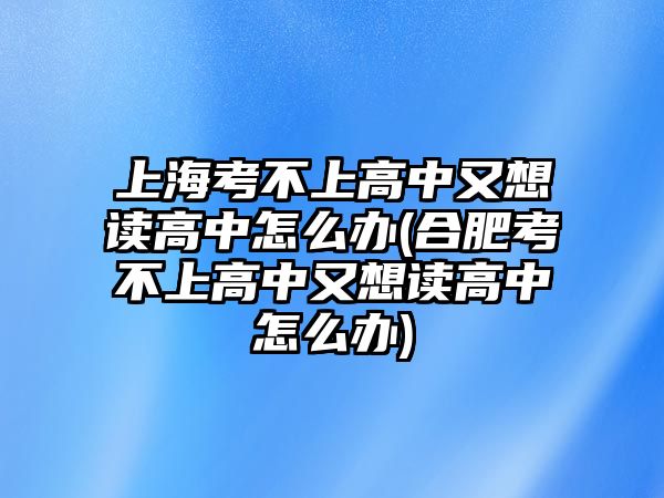 上?？疾簧细咧杏窒胱x高中怎么辦(合肥考不上高中又想讀高中怎么辦)