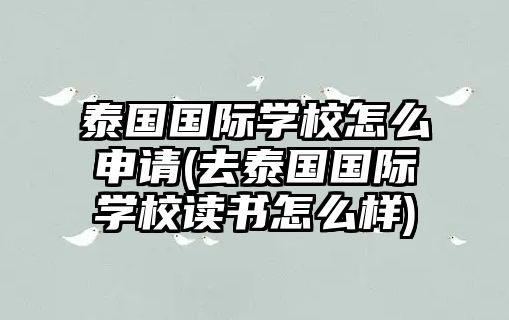 泰國(guó)國(guó)際學(xué)校怎么申請(qǐng)(去泰國(guó)國(guó)際學(xué)校讀書(shū)怎么樣)