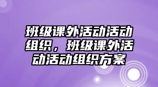 班級課外活動活動組織，班級課外活動活動組織方案