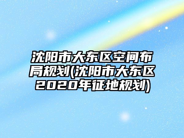 沈陽市大東區(qū)空間布局規(guī)劃(沈陽市大東區(qū)2020年征地規(guī)劃)