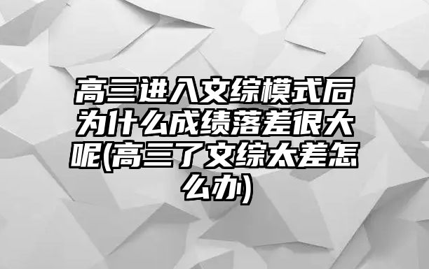 高三進(jìn)入文綜模式后為什么成績(jī)落差很大呢(高三了文綜太差怎么辦)