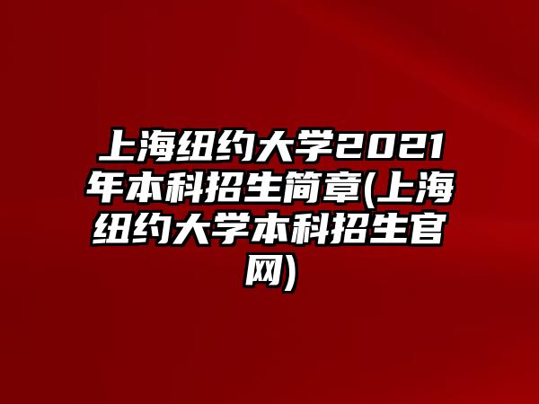 上海紐約大學(xué)2021年本科招生簡(jiǎn)章(上海紐約大學(xué)本科招生官網(wǎng))