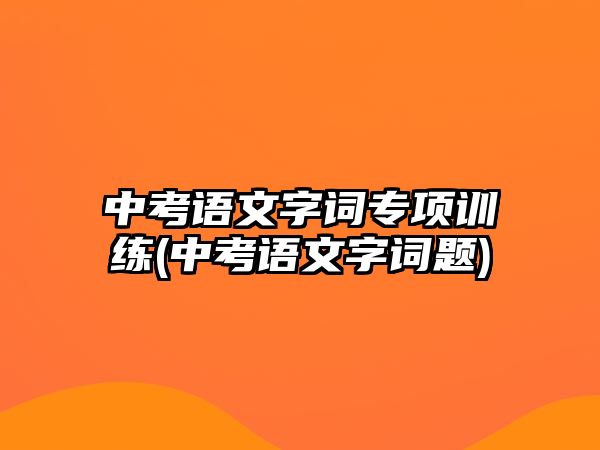 中考語文字詞專項訓(xùn)練(中考語文字詞題)