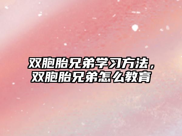 雙胞胎兄弟學(xué)習(xí)方法，雙胞胎兄弟怎么教育