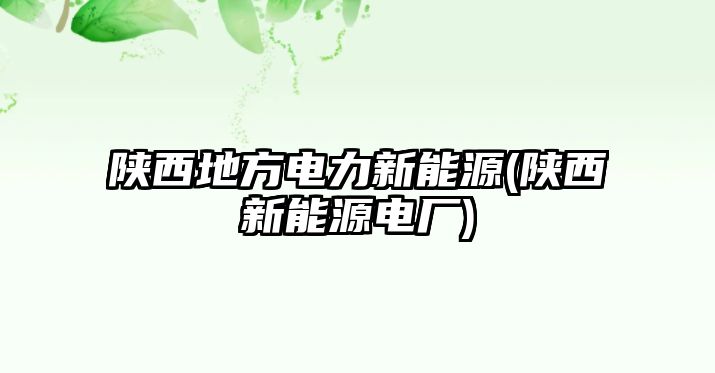 陜西地方電力新能源(陜西新能源電廠)