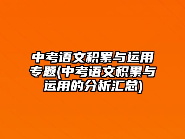 中考語文積累與運用專題(中考語文積累與運用的分析匯總)