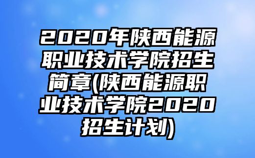 2020年陜西能源職業(yè)技術(shù)學(xué)院招生簡章(陜西能源職業(yè)技術(shù)學(xué)院2020招生計劃)