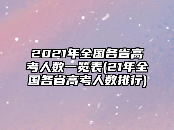 2021年全國(guó)各省高考人數(shù)一覽表(21年全國(guó)各省高考人數(shù)排行)