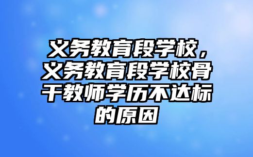 義務(wù)教育段學(xué)校，義務(wù)教育段學(xué)校骨干教師學(xué)歷不達(dá)標(biāo)的原因