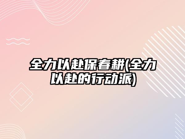 全力以赴保春耕(全力以赴的行動派)