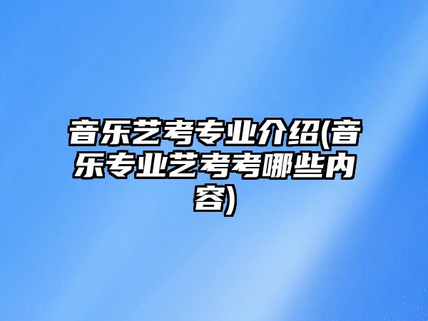 音樂藝考專業(yè)介紹(音樂專業(yè)藝考考哪些內容)