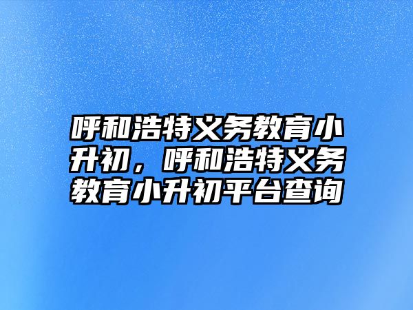 呼和浩特義務(wù)教育小升初，呼和浩特義務(wù)教育小升初平臺查詢