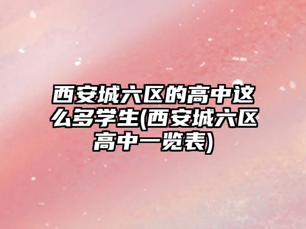 西安城六區(qū)的高中這么多學(xué)生(西安城六區(qū)高中一覽表)